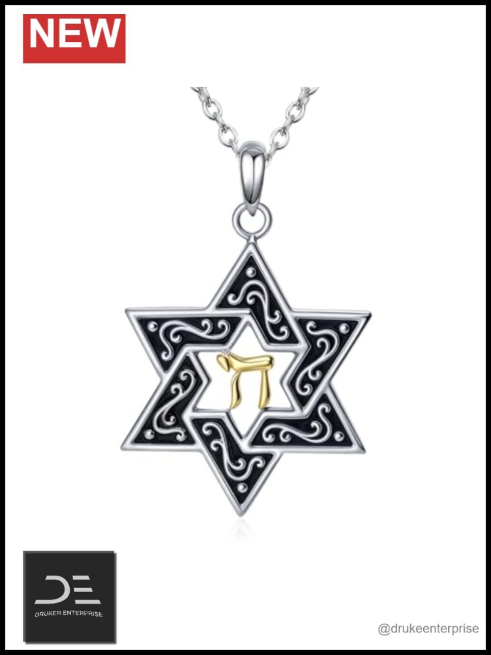 Sterling Silver Star of David Chai Necklace Pendant Jewish Jewelry Gift